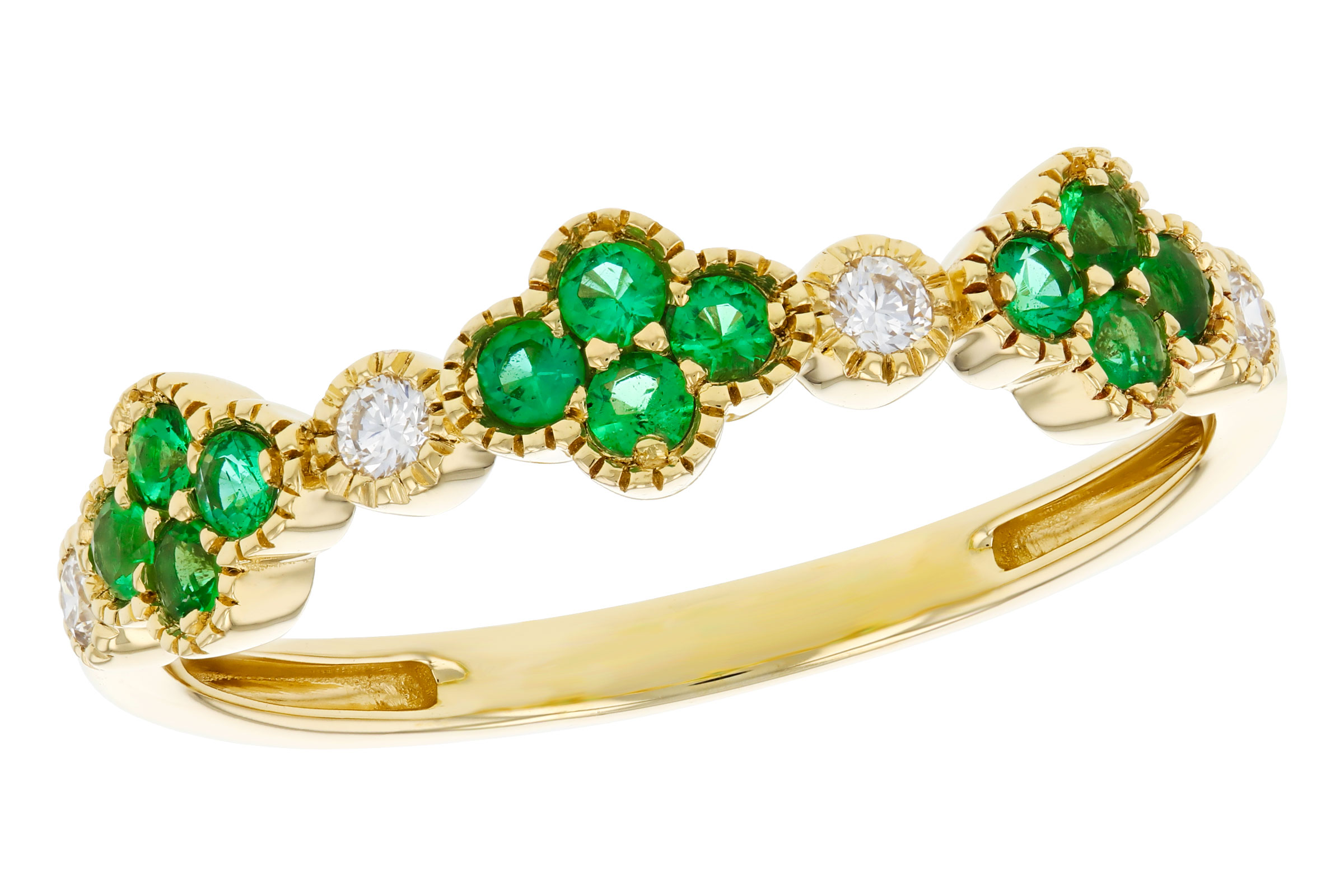 B330-02845: LDS WED RG .18 TW EMERALD .26 TGW