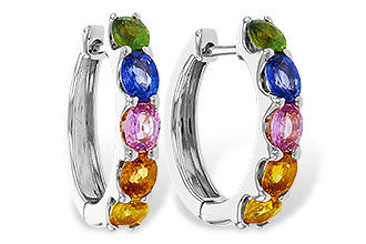 D329-11936: EARRINGS 2.20 TW MULTI-COLOR SAPPHIRE