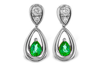 E329-12872: EARRINGS .20 EMERALD .32 TGW (4x3 EMER)