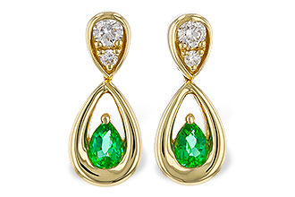 E329-12872: EARRINGS .20 EMERALD .32 TGW (4x3 EMER)