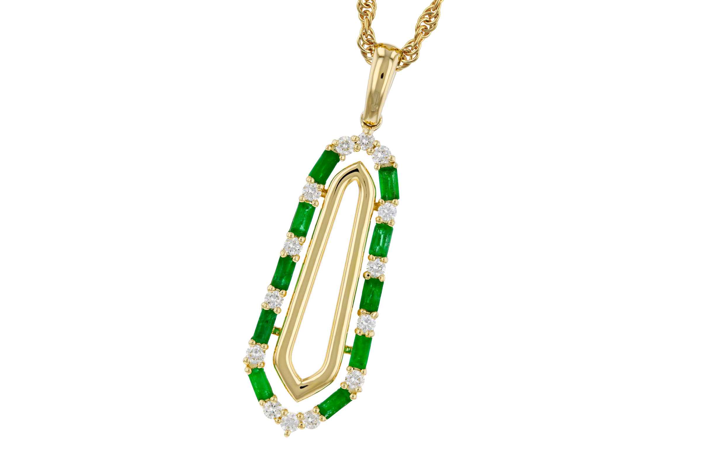 F330-02863: NECKLACE .44 TW EMERALD .64 TGW