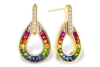 H329-11944: EARRINGS 1.18 MULTI-COLOR SAPP 1.25 TGW