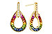 H329-11944: EARRINGS 1.18 MULTI-COLOR SAPP 1.25 TGW