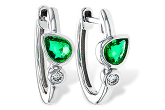 K329-13817: EARRINGS .38 TW EMERALD .44 TGW