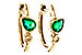 K329-13817: EARRINGS .38 TW EMERALD .44 TGW