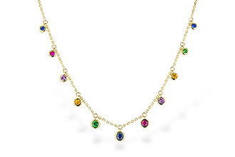 L328-24671: NECK .90 TW MULTI-COLOR SAPPH & GREEN GARNET (18")