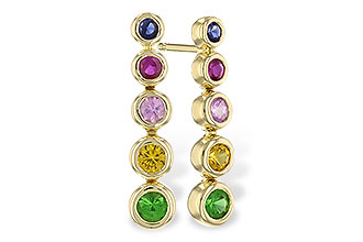 L328-26544: EARR .60 TW MULTI-COLOR SAPPH & GREEN GARNET