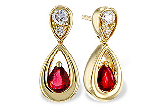 L329-11953: EARRINGS .40 RUBY .52 TGW (4x3 RUBY)